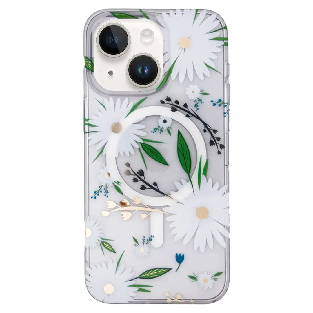 iPhone 15/iPhone 14/iPhone 13 Designed Case MagSafe White Daisy